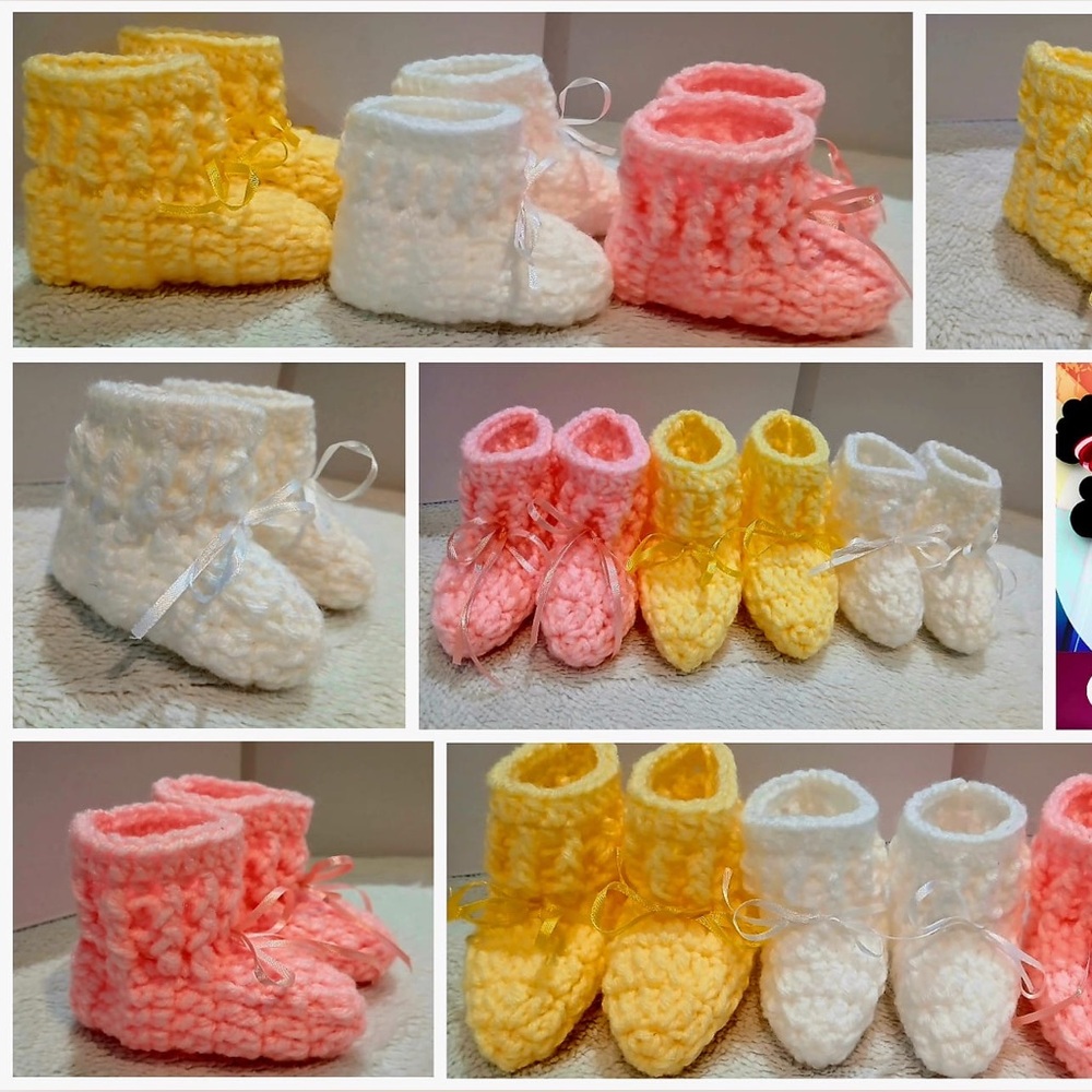 Cozy Knit Baby Booties (sets)- White, Pink, Yellow